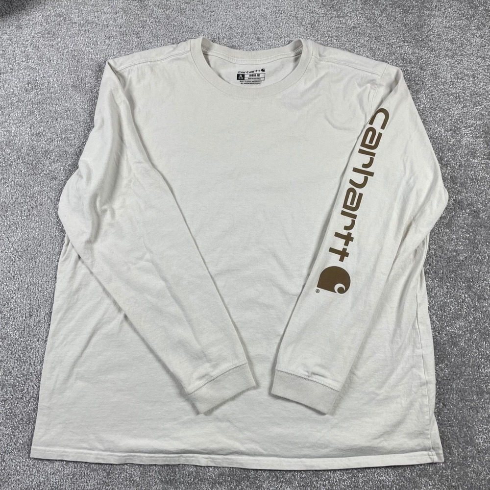 Carhartt T Shirt Womens Extra Large 16 18 Dearborn Loose Long Sleeve Logo White - Picture 1 of 13